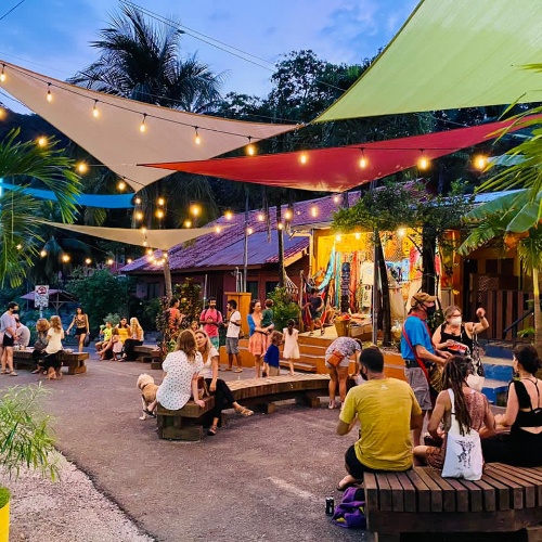 downtown Montezuma in the evening